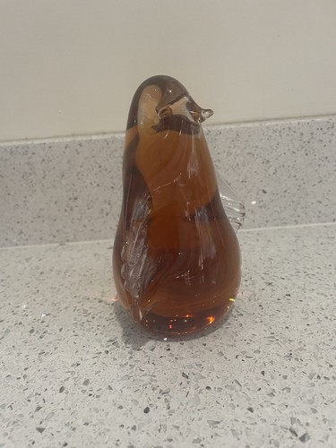 Wedgewood glass penguin - wedgewood, amber