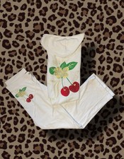 Juicy Couture Rare 2000s Cherry Tracksuit, White Terry Cloth, Size Small
