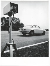 ALFA ROMEO 1750 GTV DURING BRAKING TESTS 1971 B/W PHOTOGRAPH