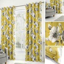 Charity Ochre Eyelet Curtains