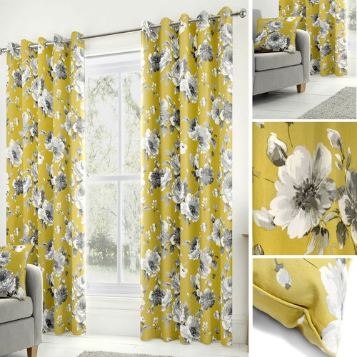 Charity ochre eyelet curtains - charity,