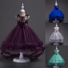 Flower Girls Kids Party Maxi Dress Wedding Princess Dresses Formal For 3-13 Age