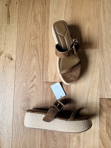 Zara brown faux suede strappy - suede,