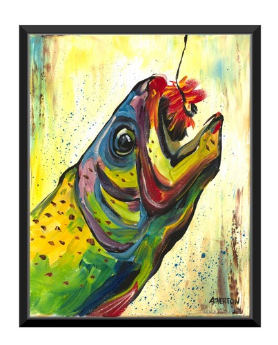 Original 11x14 trout fish - original,