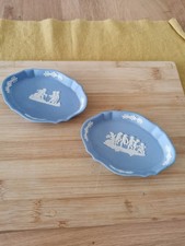 2 x Blue Wedgewood Jasperware Pin Dishes Trinket Trays