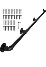 Stair Handrail for Indoor & Outdoor 345cm Black Banister Staircase for Steps UK