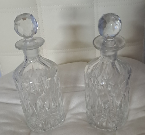 Clear cut glass decanter set - cut,