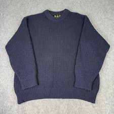 Vintage Barbour Jumper Mens 44 Navy Fisherman Chunky Knit Wool Sweater England