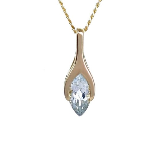 9ct gold aquamarine - gold, necklace