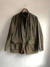 Barbour Lutz Sports Waxed Jacket Men’s Large Green Waterproof Breathable