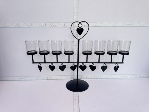Black metal hanukkah menorah - metal,