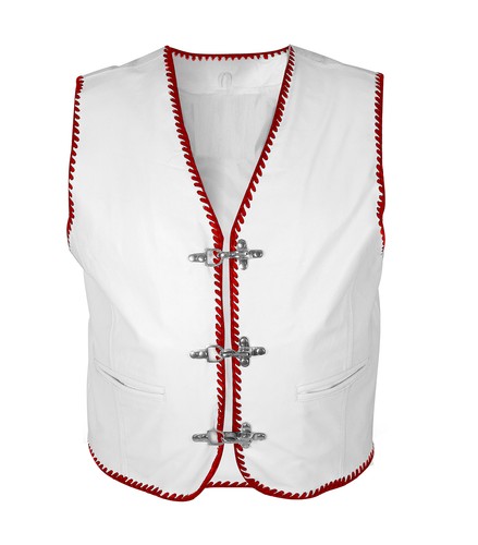 Leather vest white cowl - vest,