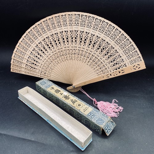 Folding oriental fan large - oriental,