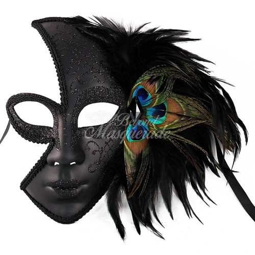 Full face feather masquerade - full-face,