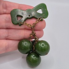 1940's Green Bakelite Carved