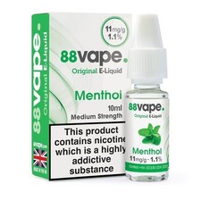 88Vape Menthol E-Liquid 10ml Vaping Juice 3mg 6mg 11mg 16mg 10 & 20 Pack UK Made