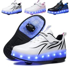 Boys Girls LED Wheel Trainers Kids Skates Shoes Flash Roller Skate Sneakers Size