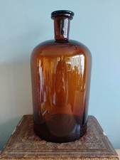 Large amber glass apothecary - large,