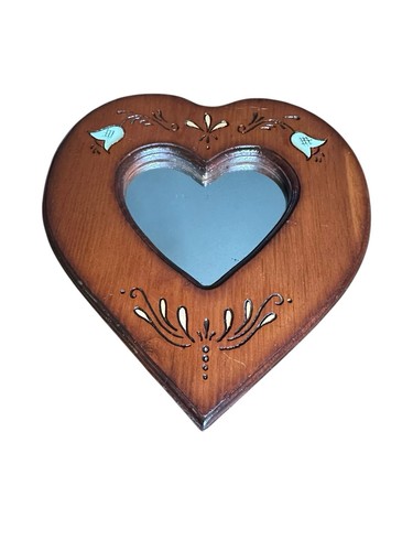 Vintage wooden heart mirror - vintage,
