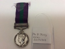 WW1 KOYLI Pte Storey General service medal clasp Malaya