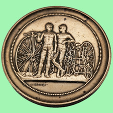 cycling medal prize badge plaque race velocipede A. Desaide antique