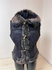 RIVER ISLAND ladies dark brown Y2K faux fur gilet approx size 10/12 UK CG L50