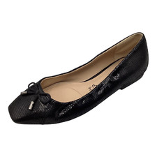 FootGlove Black Leather Snake Print Flat Wider Fit Ballet Shoes Size UK 3 Used