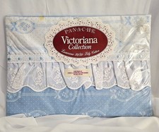 Vintage Victorian Pillow Cases Blue And White Lace New Old Stock Antique Style 