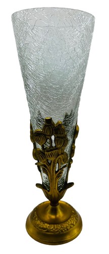 Vase brass metal - vase, fluted