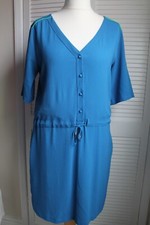 Ladies Artlove blue short sleeve shirtwaist dress size L