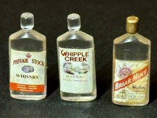 Dolls House Miniature.  Three Spirits Half  Bottles  1:12 Scale