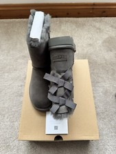 GENUINE UGG BOOTS W BAILEY BOW II RIBBON (GREY) SIZE 4 EU37 - B/NEW COST £195
