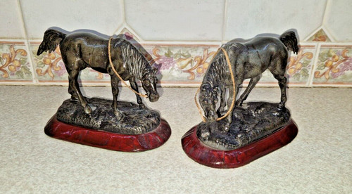 Pair antique metal spelter - metal,