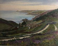Art Deco Painting Watercolour Bouley Bay Jersey English early 20th century