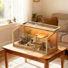 80cm Wood Hamster Cage Gerbils Box Hutch Bunny Ferret Small Animal w/ LED Strip