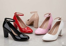 Womens Unisex Block Heel Shoes