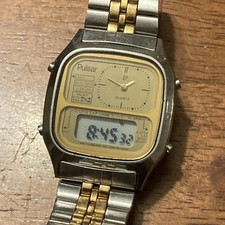 Vintage 1991 ANALOG-DIGITAL Mens Watch PULSAR Y651-506A LCD works Analog not