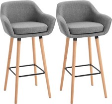2 Pcs Bar Stools Dark Grey