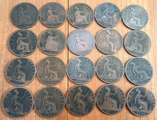 20 x DIFFERENT YEARS QUEEN VICTORIAN BUN/YOUNG HEAD PENNIES COINS ref 3