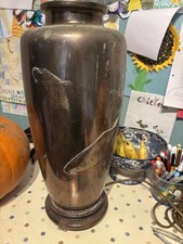 Solid Copper Goldfish Relief Design Lamp Stand Needs Restoration