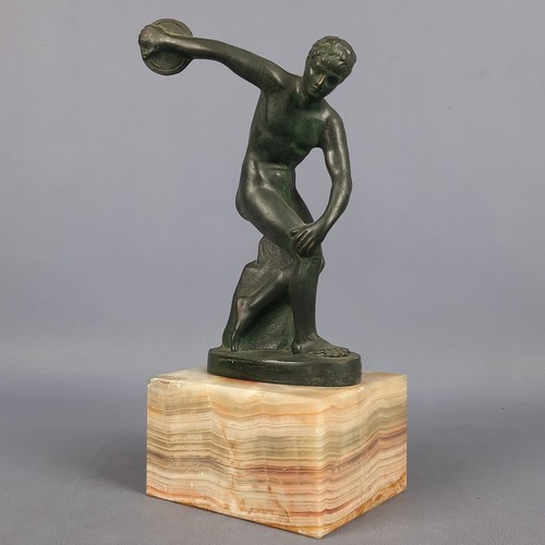 Discobolus statue bronze - statue,
