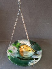 ART GLASS HANGING BIRD FEEDER ROBIN THEME