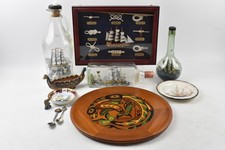 Nautical Bundle Ship in a Bottle Platter Knots Spoons Needlework Trinket Dish