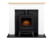 Adam Chester Fireplace Pure White + Hudson Electric Stove Black, 39"