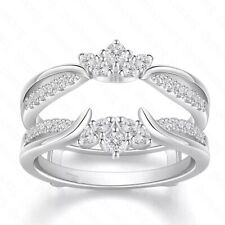 1.42Ctw Round Moissanite Adjustable Guard Ring Enhancers 14K White Gold Plated