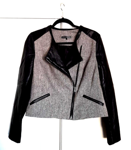 Ladies grey tweed black faux - grey,