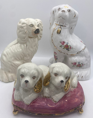 Vintage ceramic mantel dogs - vintage,