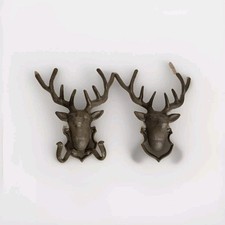 Rustic Cast Iron Wall Mounted Stag Deer Head Coat Hook with Antlers scarf hook 