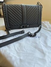 Rebecca Minkoff  Grey Leather Love Crossbody Bag Brand New Unused-chevron