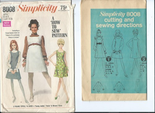 8008 sewing pattern s - s, 60's